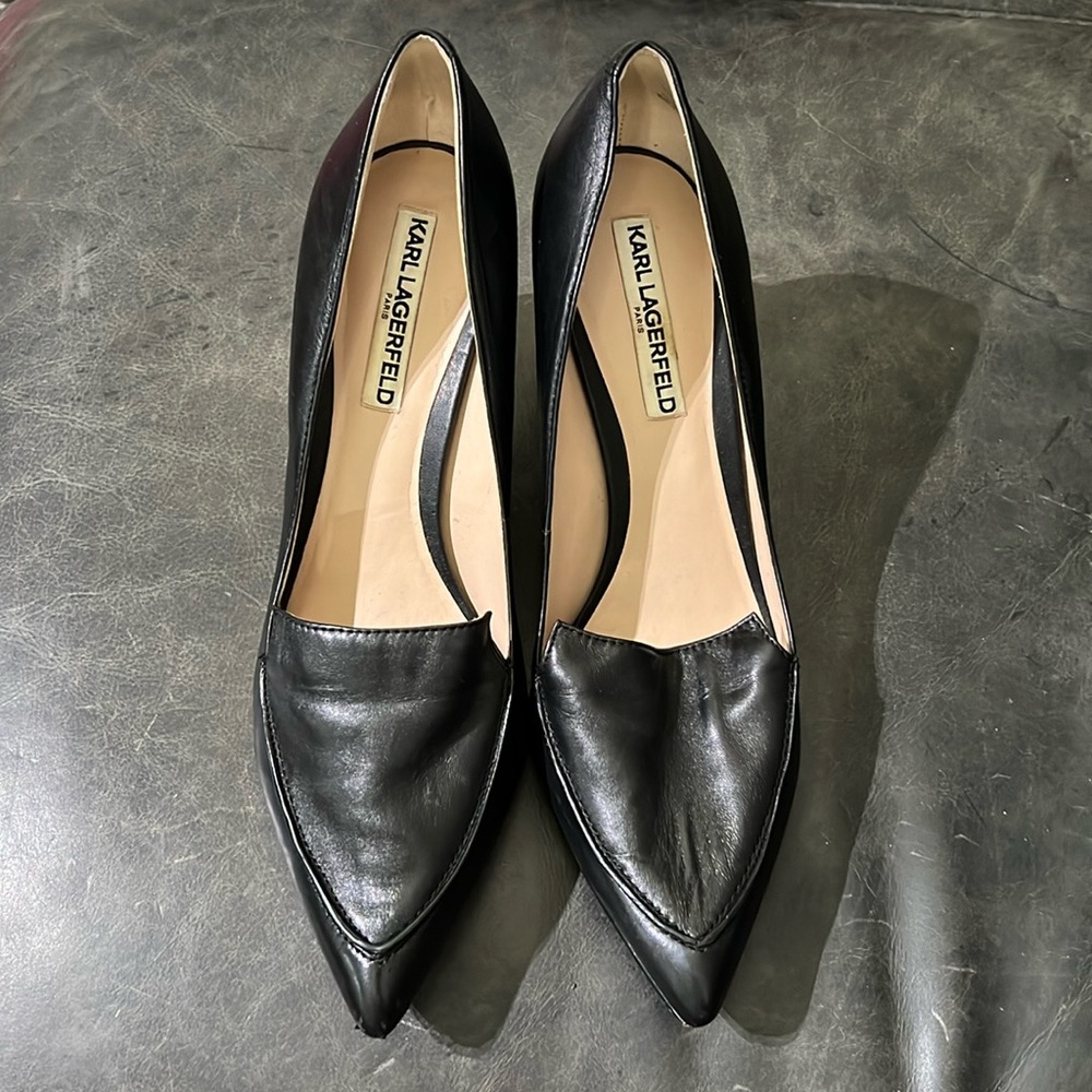 Karl Lagerfeld Black Gold Heel Sz 10M